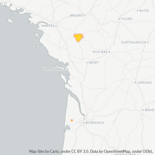 Carte de chaleur pour code postal 79700