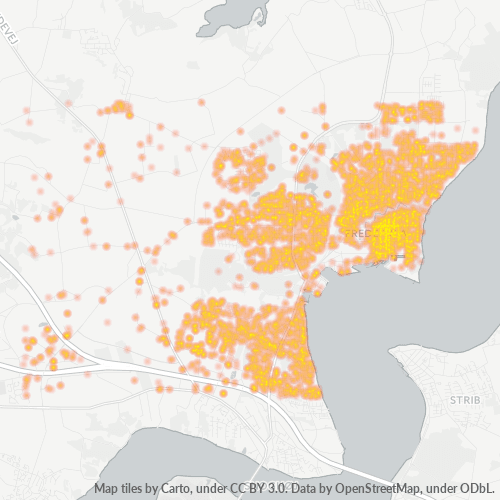 7000 Heatmap over forretningstæthed