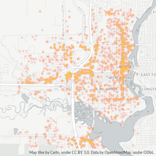 54401 Business Density Heatmap