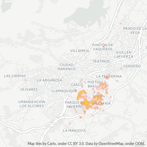Mapa de calor para código postal 33008