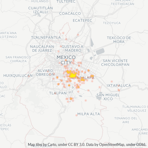 09000 Mapa de calor de densidad empresarial