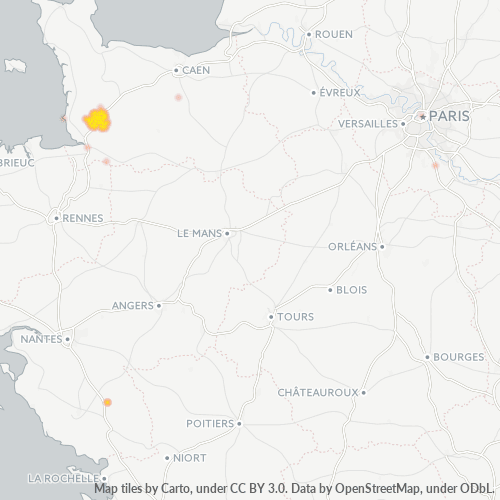 Carte de chaleur pour code postal 50800