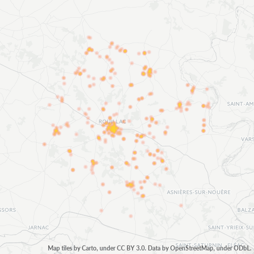 Carte de chaleur pour code postal 16170