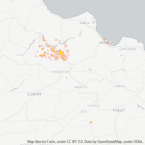 posta kodu 55900 için yoğunluk haritası
