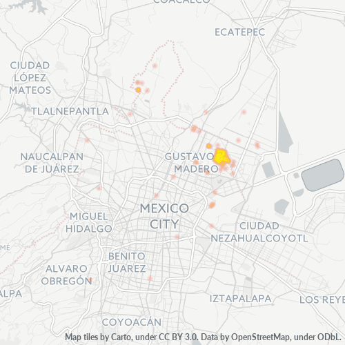 07550 Mapa de calor de densidad empresarial