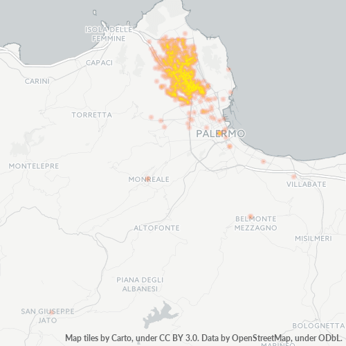 90146 Mappa di concentrazione per la densità di aziende