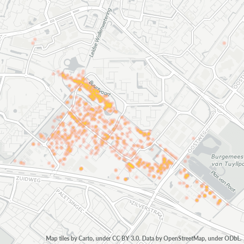Heatmap voor postcode 2712