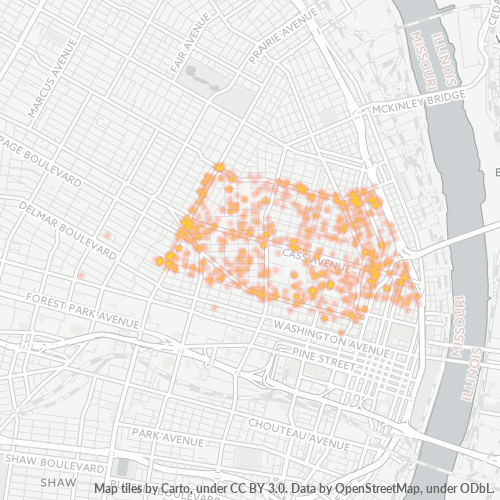 63106 Business Density Heatmap