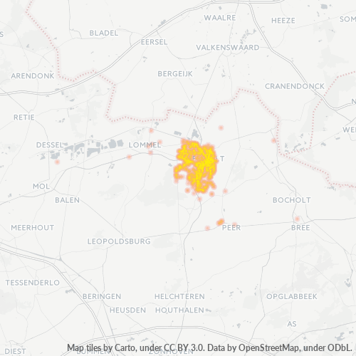 Heatmap voor postcode 3900