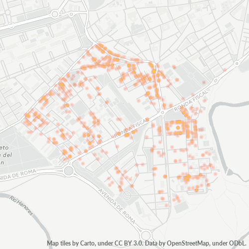 Mapa de calor para código postal 28803