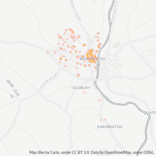WV16 Business Density Heatmap