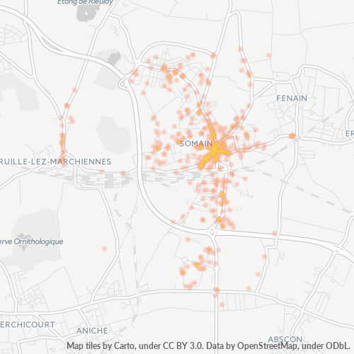 Carte de chaleur pour code postal 59490