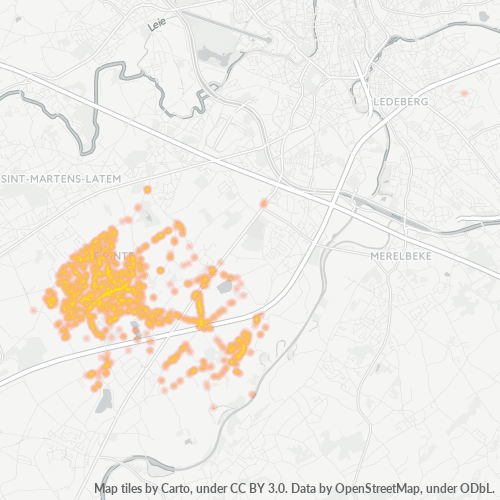 Heatmap voor postcode 9840