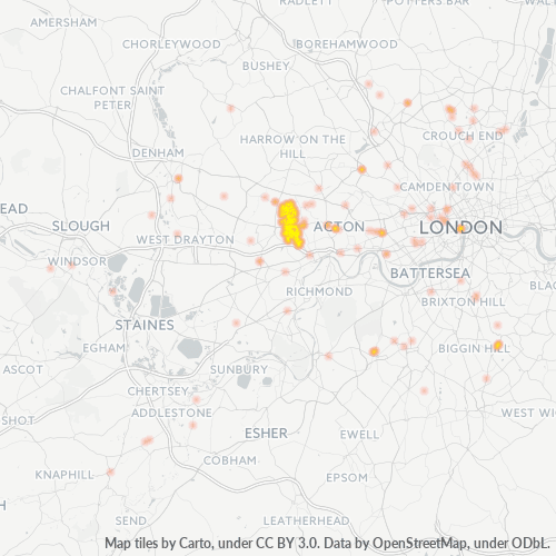 Heatmap for postal code W7