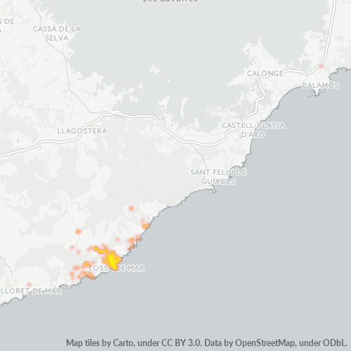 Mapa de calor para código postal 17320
