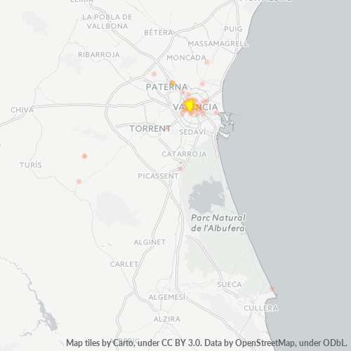 46008 Mapa de calor de densidad empresarial