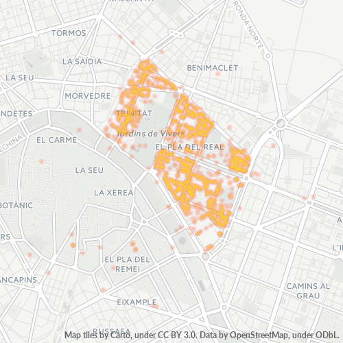 Mapa de calor para código postal 46010