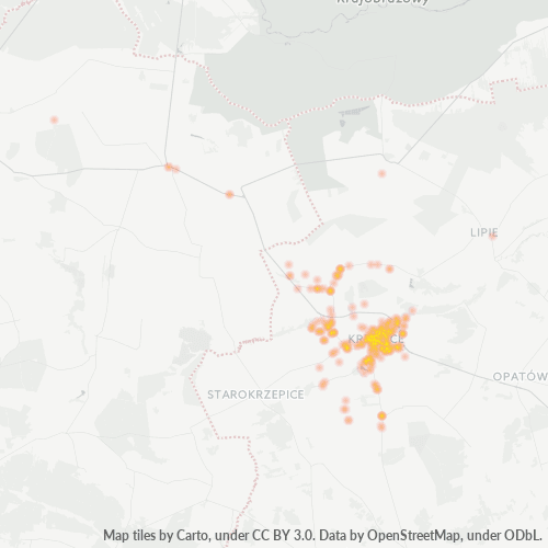 42-160 Mapa intensywności działalności gospodarczej