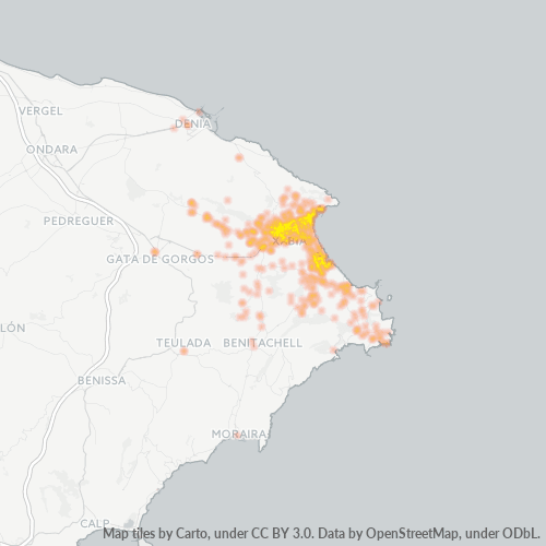 Mapa de calor para código postal 03730