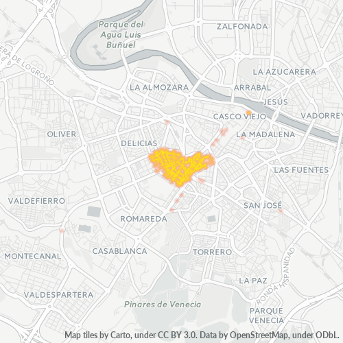 Mapa de calor para código postal 50005
