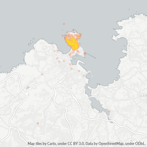 Mapa de calor para código postal 15002