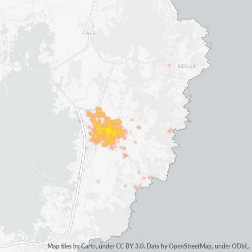 Mapa de calor para código postal 17200