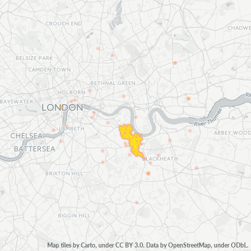SE8 Business Density Heatmap
