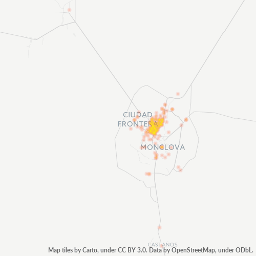 25720 Mapa de calor de densidad empresarial