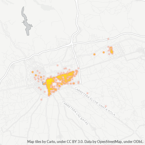 Mapa de calor para código postal 03203