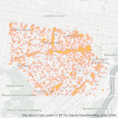19143 Business Density Heatmap