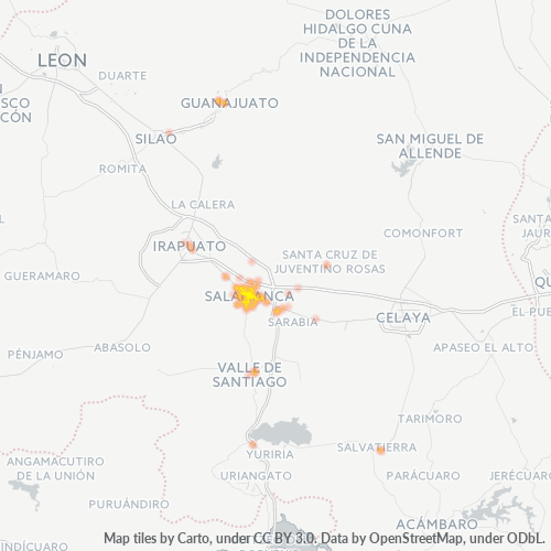 36700 Mapa de calor de densidad empresarial