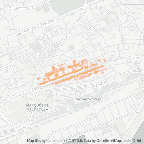Mapa de calor para código postal 39010