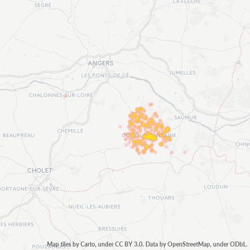 Carte de chaleur pour code postal 49700