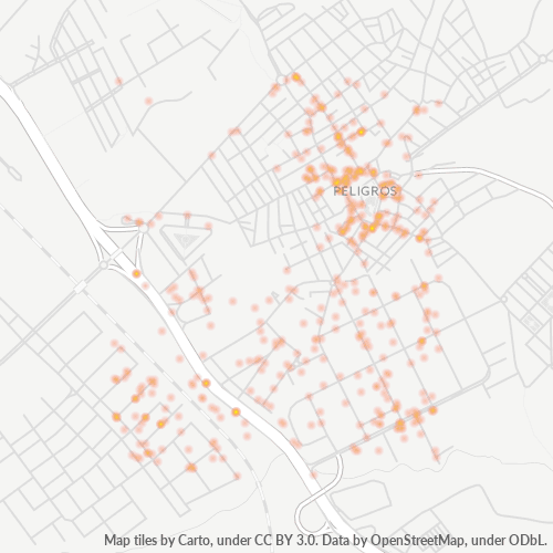 Mapa de calor para código postal 18210