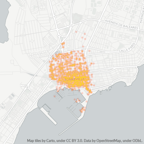 Mapa de calor para código postal 03181