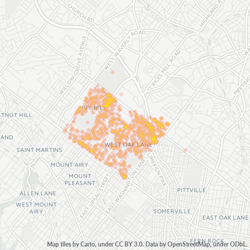 19150 Business Density Heatmap