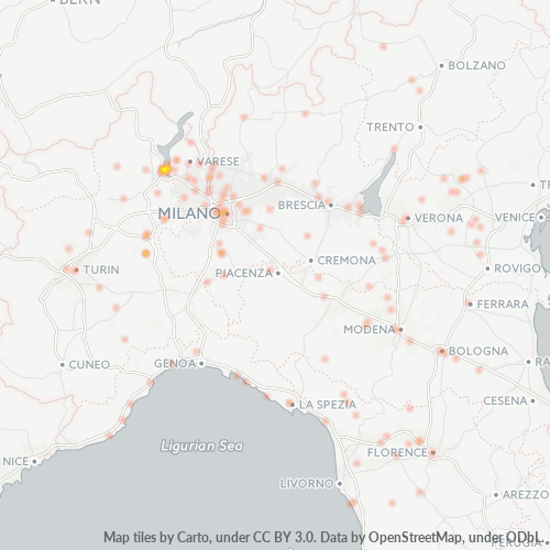21021 Mappa di concentrazione per la densità di aziende