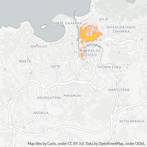 Mapa de calor para código postal 20012