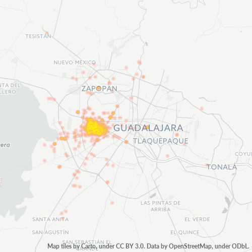45040 Mapa de calor de densidad empresarial