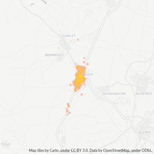 Mapa de calor para código postal 46250