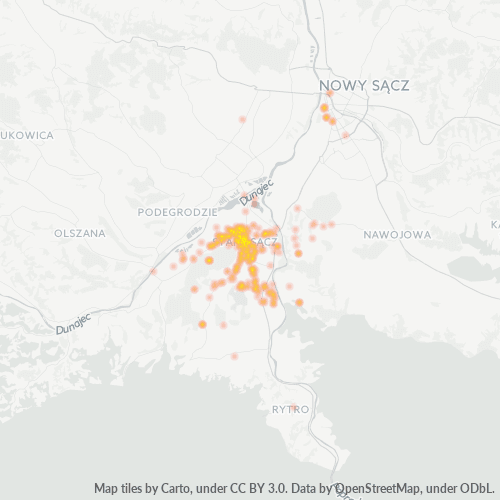 33-340 Mapa intensywności działalności gospodarczej