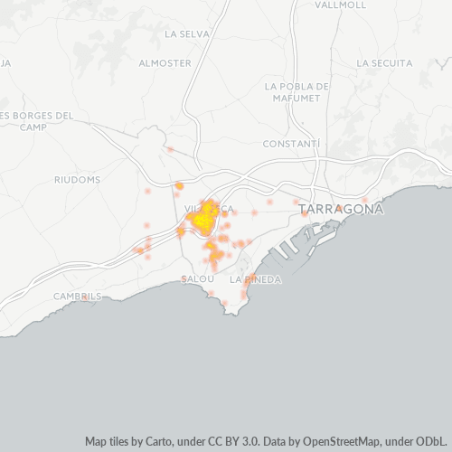 Mapa de calor para código postal 43480