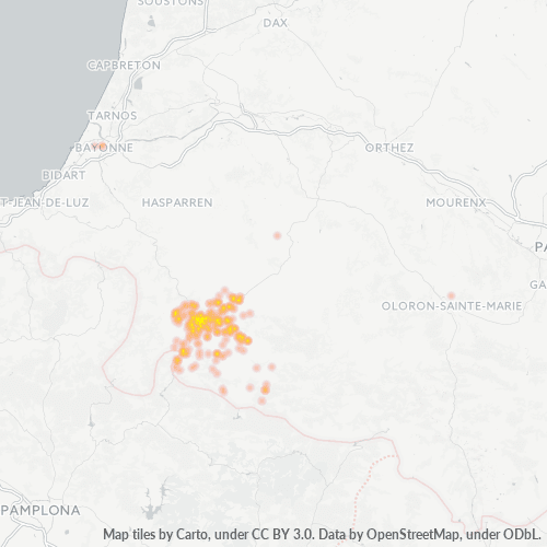 Carte de chaleur pour code postal 64220