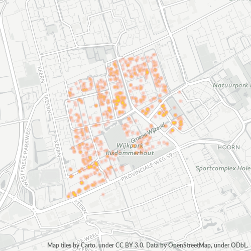 Heatmap voor postcode 1625