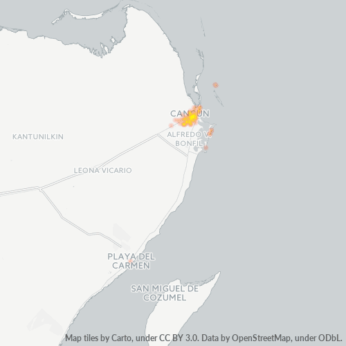 77509 Mapa de calor de densidad empresarial