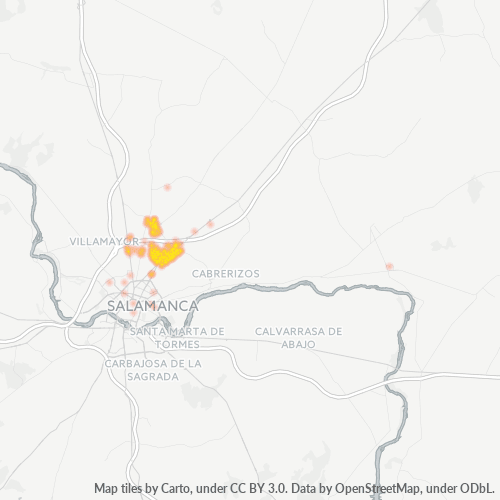 Mapa de calor para código postal 37184