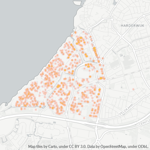Heatmap voor postcode 3844