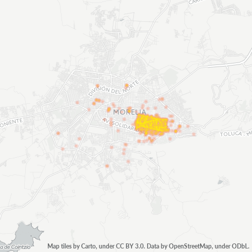 58260 Mapa de calor de densidad empresarial