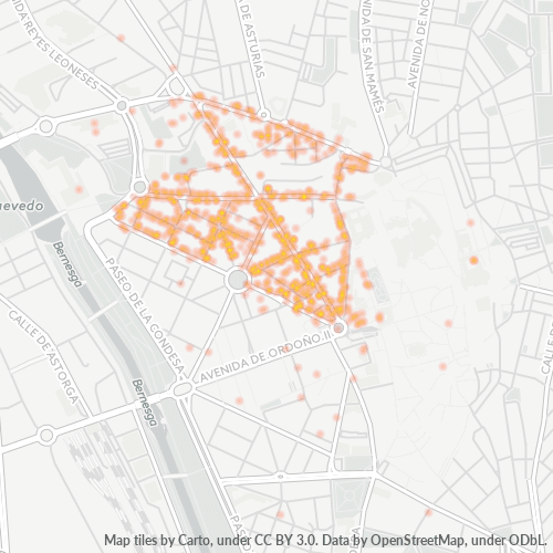 Mapa de calor para código postal 24002