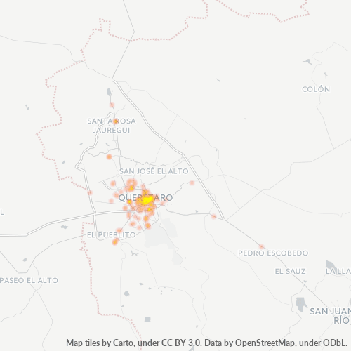 76020 Mapa de calor de densidad empresarial
